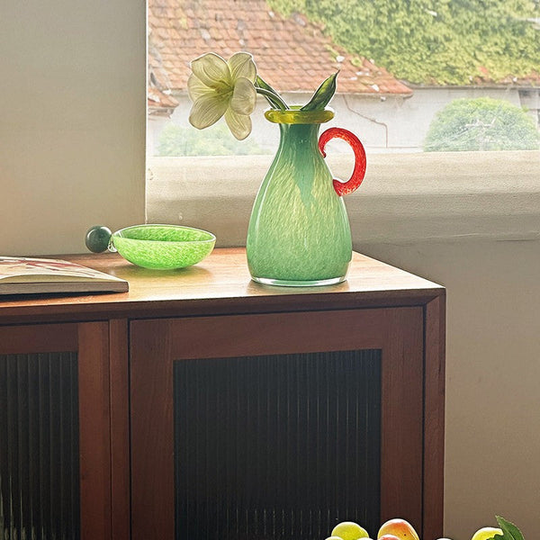 Small Flower Vase, Modern Glass Flower Vases, Handmade Glass Bud Vases, Water Holding Flower Vases, Flower Vases on Table-Grace Painting Crafts