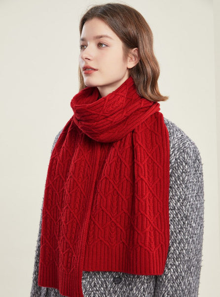 Cold Weather Scarf, Casual Scarf for Women, Fashion Designer Scarf, Red Winter Scarf, Modern Wool Scarf for Women, Soft Cashmere Scarf for Women-Grace Painting Crafts