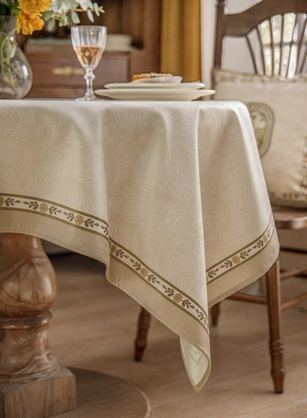 Cream Color Table Cover for Dining Room Table, French Style Tablecloth for Dining Table, Modern Rectangle Tablecloth for Oval Table-Grace Painting Crafts