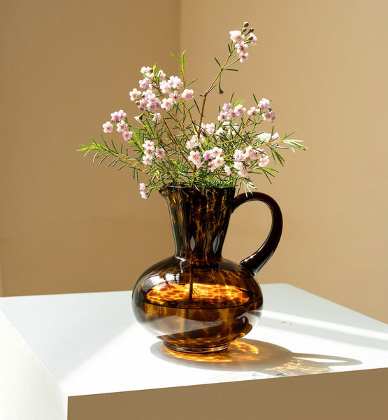 Handmade Modern Vases for Bedroom, Decorative Glass Vase, Mid Century Glass Vases, Centerpiece Contemporary Vases on Table, Modern Glass Vase for Flowers-Grace Painting Crafts