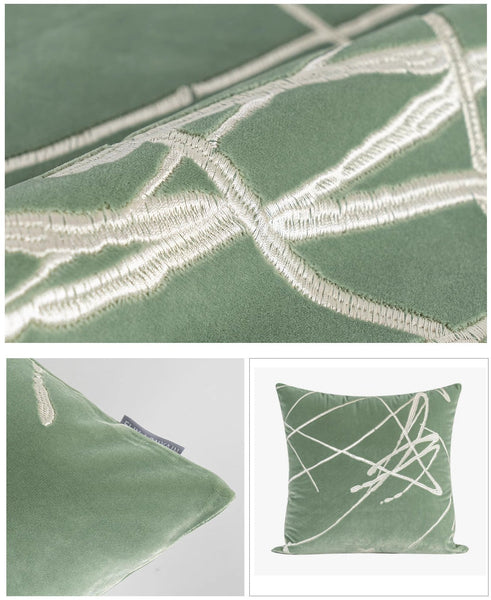Abstract Contemporary Throw Pillow for Living Room, Green Decorative Throw Pillows for Couch, Large Modern Sofa Throw Pillows-Grace Painting Crafts