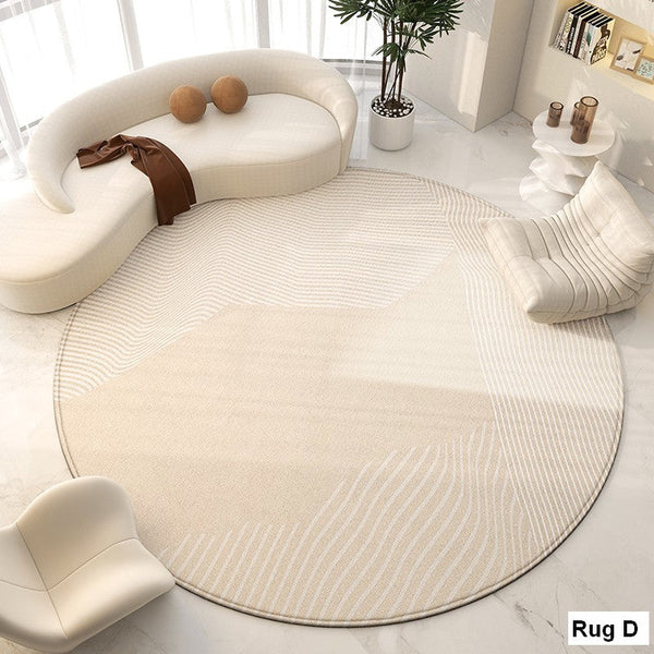 Abstract Modern Area Rugs for Bedroom, Circular Modern Rugs under Chairs, Geometric Round Rugs for Dining Room, Contemporary Modern Rug for Living Room-Grace Painting Crafts