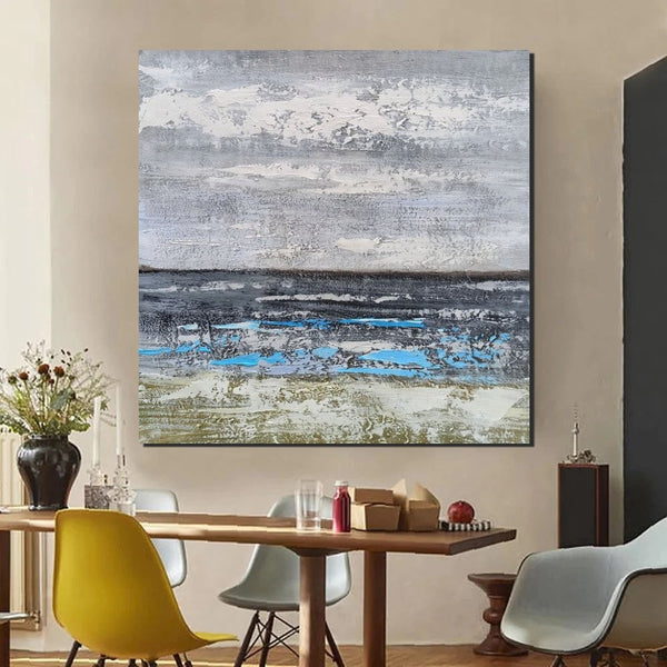 Contemporary Wall Art Paintings, Acrylic Paintings for Living Room, Large Simple Modern Art, Blue Abstract Acrylic Painting-Grace Painting Crafts