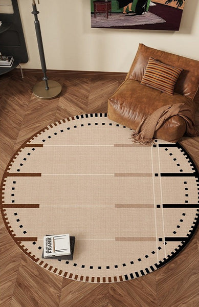 Geometric Round Rugs for Dining Room, Contemporary Modern Rugs, Mid Century Modern Rugs under Chairs, Bedroom Circular Modern Rugs-Grace Painting Crafts