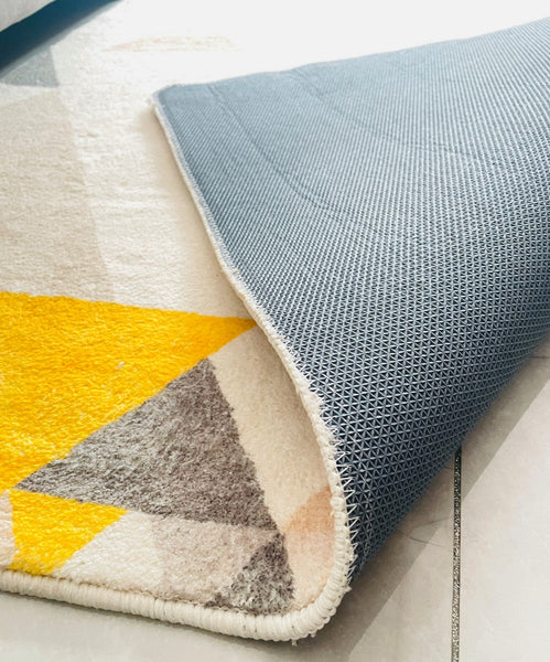 Bedroom Modern Rugs, Large Geometric Floor Carpets, Modern Living Room Area Rugs, Yellow Abstract Modern Rugs under Dining Room Table-Grace Painting Crafts