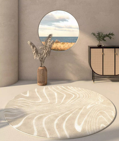Geometric Modern Rugs in Living Room, Modern Round Rugs under Coffee Table, Circular Modern Rugs under Sofa, Abstract Contemporary Round Rugs-Grace Painting Crafts