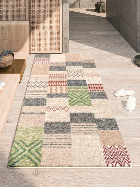 Modern Runner Rugs for Entryway, Contemporary Modern Rugs Next to Bed, Hallway Runner Rug Ideas, Geometic Modern Rugs for Dining Room-Grace Painting Crafts