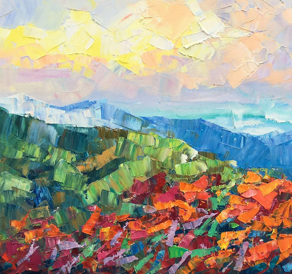 Autumn Mountain Painting, Canvas Painting for Bedroom, Landscape Painting on Canvas, Wall Art Painting, Custom Original Oil Paintings-Grace Painting Crafts