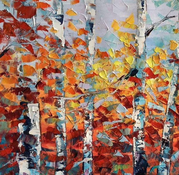 Large Art, Canvas Wall Art, Landscape Art, Birch Tree Artwork, Custom Canvas Painting-Grace Painting Crafts
