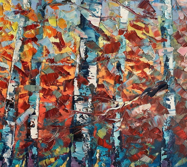 Large Art, Canvas Wall Art, Landscape Art, Birch Tree Artwork, Custom Canvas Painting-Grace Painting Crafts