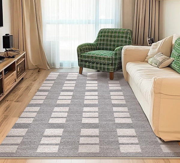 Dining Room Floor Rug, Large Gray Floor Rugs for Living Room, Modern Floor Rugs for Bedroom, Extra Large Geometric Modern Rugs for Office-Grace Painting Crafts
