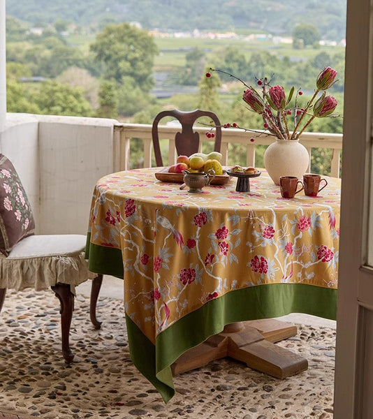 Farmhouse Table Cloth, Dining Room Flower Table Cloths, Large Square Tablecloth for Round Table, Extra Large Rectangular Table Covers for Kitchen-Grace Painting Crafts