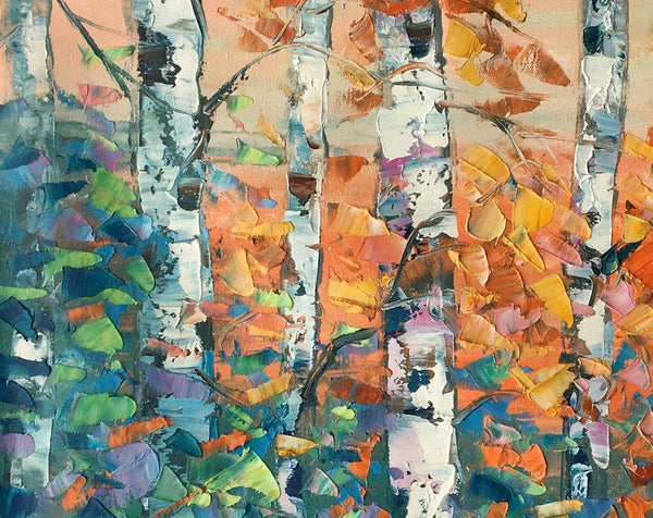 Birch Tree Painting, Large Oil Painting, Custom Canvas Artwork, Canvas Painting for Bedroom-Grace Painting Crafts