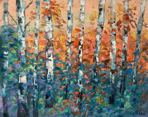Birch Tree Painting, Large Oil Painting, Custom Canvas Artwork, Canvas Painting for Bedroom-Grace Painting Crafts