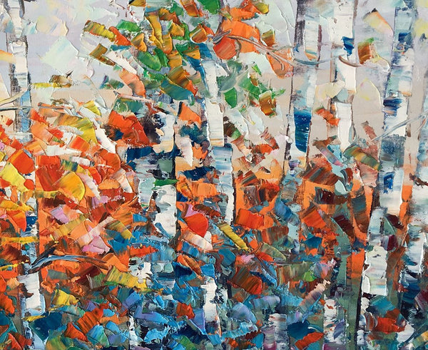 Birch Tree Painting, Impasto Art, Large Canvas Art, Bedroom Canvas Painting, Custom Extra Large Painting-Grace Painting Crafts