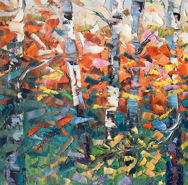 Birch Tree Painting, Impasto Art, Large Canvas Art, Bedroom Canvas Painting, Custom Extra Large Painting-Grace Painting Crafts