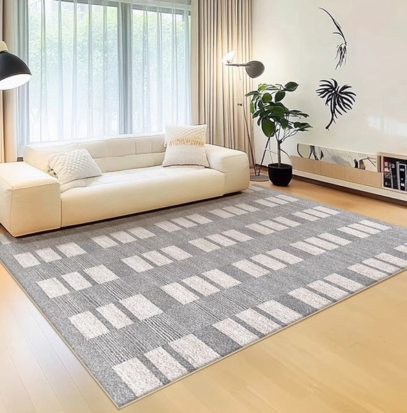Dining Room Floor Rug, Large Gray Floor Rugs for Living Room, Modern Floor Rugs for Bedroom, Extra Large Geometric Modern Rugs for Office-Grace Painting Crafts