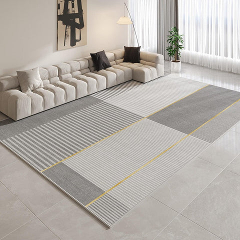 Contemporary Modern Rugs for Bedroom, Gray Modern Rug Ideas for Living Room, Abstract Grey Geometric Modern Rugs, Modern Rugs for Dining Room-Grace Painting Crafts