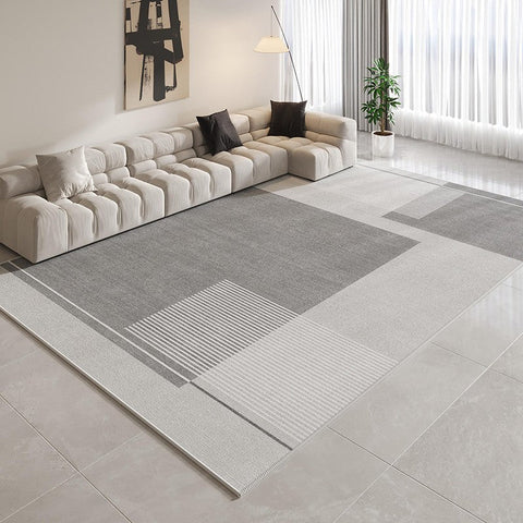 Simple Grey Modern Rugs for Living Room, Contemporary Modern Rugs for Bedroom, Gray Modern Rugs for Dining Room, Abstract Geometric Modern Rugs for Sale-Grace Painting Crafts