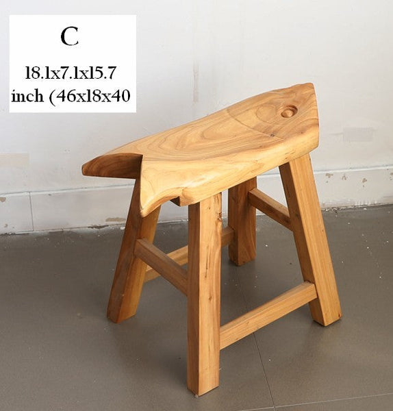 Children's Wooden Stool, Sofa Stool, Dining Table Stool, Handmade Solid Wood low Stool, Creative Shoe-changing Stool, Old Elm Wood Stool-Grace Painting Crafts