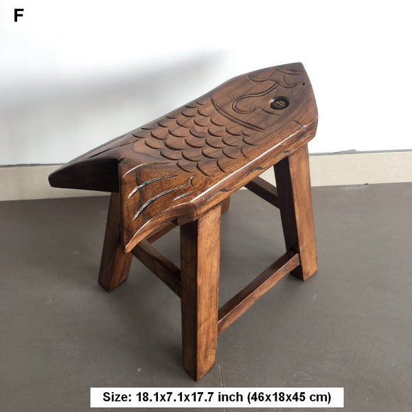 Handmade Solid Wood low Stool, Creative Shoe-changing Stool, Vintage Old Elm Wood Stool, Children's Wooden Stool, Sofa Stool, Dining Table Stool-Grace Painting Crafts