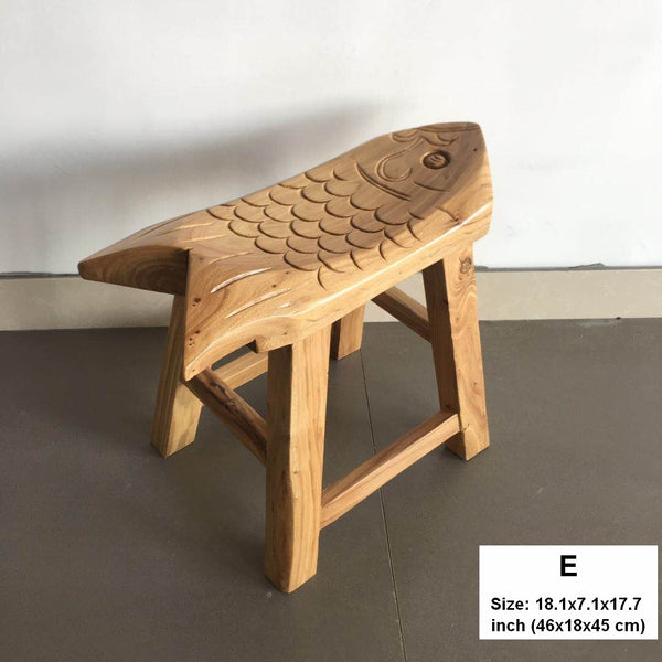 Handmade Solid Wood low Stool, Creative Shoe-changing Stool, Old Elm Wood Stool, Children's Wooden Stool, Sofa Stool, Dining Table Stool-Grace Painting Crafts