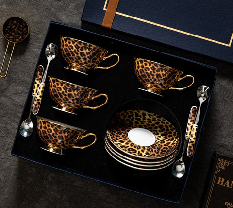 Creative Bone China Porcelain Tea Cup Set, Modern Ceramic Cups, Elegant Ceramic Coffee Cups, Unique Tea Cups and Saucers in Gift Box-Grace Painting Crafts