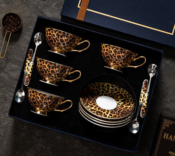 Modern Ceramic Cups, Creative Bone China Porcelain Tea Cup Set, Elegant Ceramic Coffee Cups, Unique Tea Cups and Saucers in Gift Box-Grace Painting Crafts