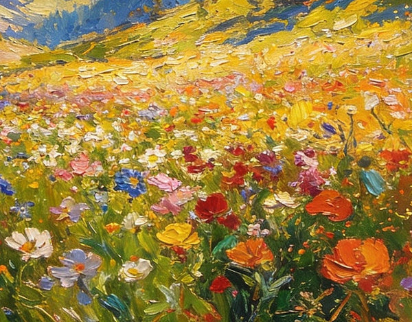 Valley in Full Spring Bloom, Hand Painted Canvas Art, Small Landscape Paintings, Original Oil Paintings, Small Paintings on Canvas, Small Paintings on Canvas-Grace Painting Crafts