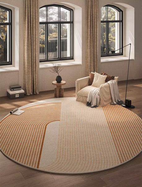 Geometric Modern Round Rugs for Living Room, Contemporary Area Rugs for Bedroom, Round Area Rugs for Dining Room, Coffee Table Rugs, Circular Modern Area Rug-Grace Painting Crafts