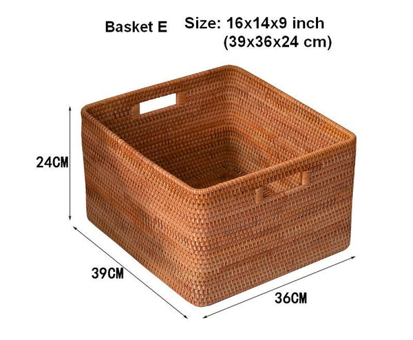 Rattan Storage Baskets, Storage Basket for Shelves, Rectangular Storage Basket for Toys, Storage Baskets for Kitchen, Storage Baskets for Bedroom-Grace Painting Crafts