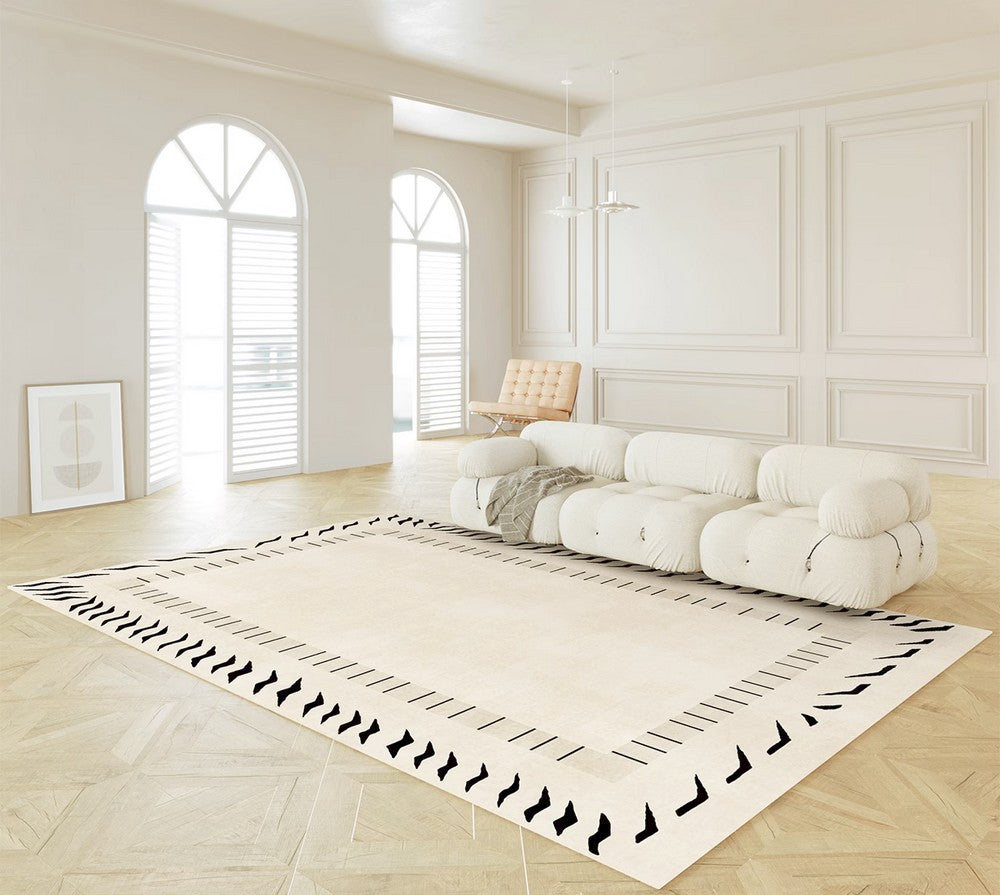 Cream Color Modern Carpets for Living Room, Thick Contemporary Rugs for Bedroom, Modern Rugs for Dining Room, Mid Century Modern Rugs Next to Bed-Grace Painting Crafts