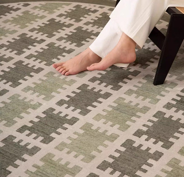 Bedroom Abstract Modern Area Rugs, Contemporary Modern Rug for Living Room, Circular Modern Rugs under Chairs, Geometric Round Rugs for Dining Room-Grace Painting Crafts