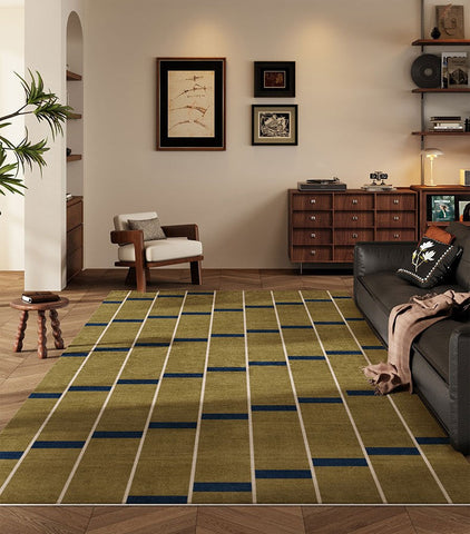 Large Modern Rugs for Living Room, Mid Century Modern Rugs for Bedroom, Abstract Geometric Modern Rugs, Green Modern Rugs for Dining Room-Grace Painting Crafts