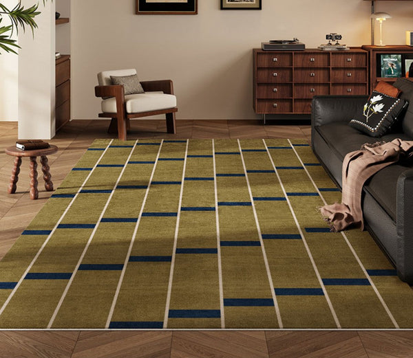 Large Modern Rugs for Living Room, Mid Century Modern Rugs for Bedroom, Abstract Geometric Modern Rugs, Green Modern Rugs for Dining Room-Grace Painting Crafts