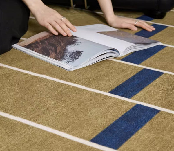 Large Modern Rugs for Living Room, Mid Century Modern Rugs for Bedroom, Abstract Geometric Modern Rugs, Green Modern Rugs for Dining Room-Grace Painting Crafts