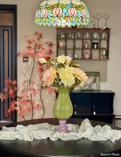 Modern Glass Vase for Flowers, Mid Century Glass Vases, Handmade Modern Vases for Living Room, Unique Decorative Glass Vase, Centerpiece Contemporary Vases on Table-Grace Painting Crafts