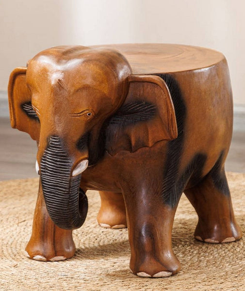 Handmade Solid Wood low Stool, Elephant Wooden Stool, Elephant Sofa Stool, Dining Table Stool, Creative Shoe-changing Stool-Grace Painting Crafts