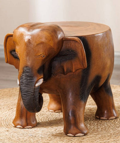 Handmade Solid Wood low Stool, Elephant Wooden Stool, Elephant Sofa Stool, Dining Table Stool, Creative Shoe-changing Stool-Grace Painting Crafts