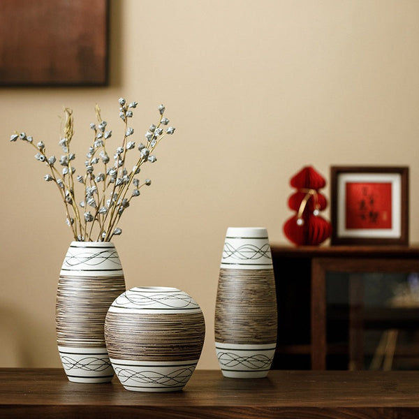 Centerpiece on Dining Table, Handmade Pottery Flower Vases Urn, Large Flower Vase on Table, Modern Bouquet Flower Vases, Water Holding Flower Vases-Grace Painting Crafts