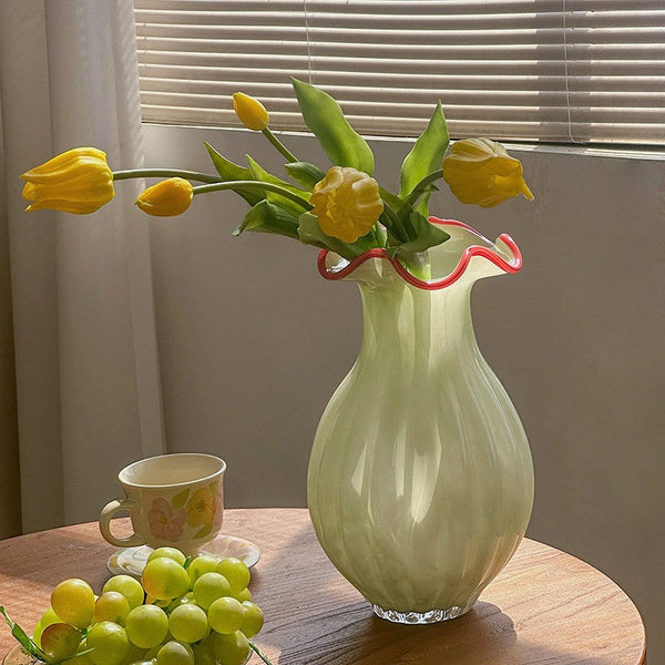 Unique Handmade Vase for Flowers, French Vintage Glass Flower Vases, Glass Bud Vases, Flower Vases on Table-Grace Painting Crafts
