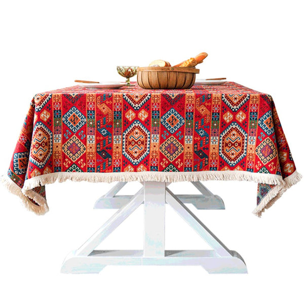 Bohemian Rectangular Tablecloth for Oval Table, Oriental Rectangular Table Covers for Coffee Table, Large Modern Linen Tablecloths-Grace Painting Crafts