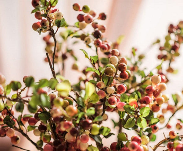 Cranberry Fruit Branch, Flower Arrangement Ideas for Living Room, Unique Artificial Flowers for Home Decoration, Spring Artificial Floral for Bedroom-Grace Painting Crafts