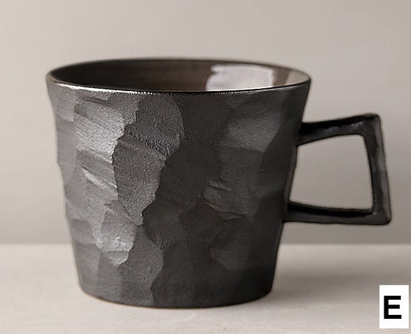 Large Capacity Coffee Cups, Modern Handmade Pottery Coffee Cup, Large Unique Tea Cup, Creative Brown White Black Blue Ceramic Coffee Mugs-Grace Painting Crafts