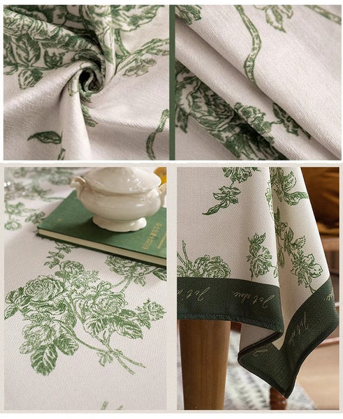 Chenille Flower Tablecloth for Dining Table, Elegant French Style Table Cover for Dining Room Table, Modern Rectangle Tablecloth for Oval Table-Grace Painting Crafts