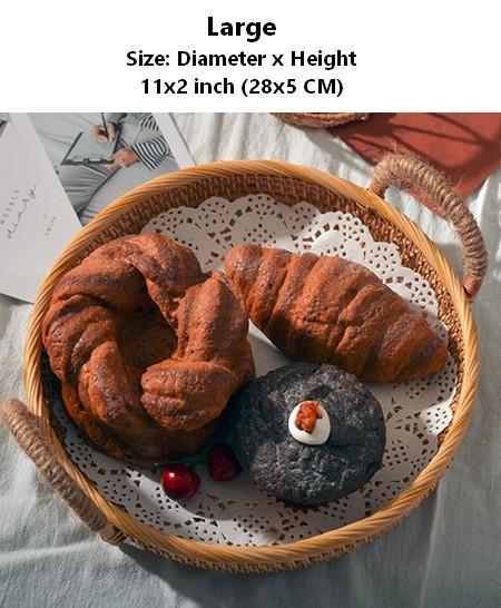 Rattan Storage Basket with Handle, Small Storage Baskets, Round Straoge Basket, Woven Storage Baskets for Kitchen-Grace Painting Crafts