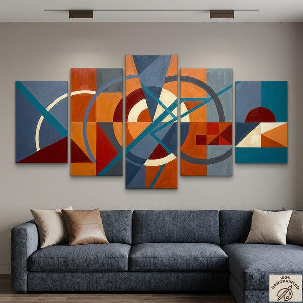 Abstract Acrylic Paintings, Hand Painted Canvas Art, Large Modern Paintings for Bedroom, Geometric Contemporary Art-Grace Painting Crafts