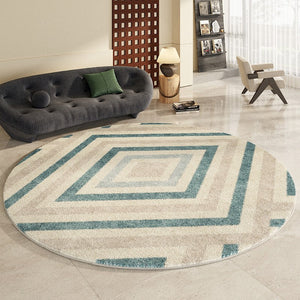 Simple Abstract Contemporary Round Rugs, Modern Area Rugs under Coffee Table, Geometric Modern Rugs for Bedroom, Thick Round Rugs for Dining Room-Grace Painting Crafts