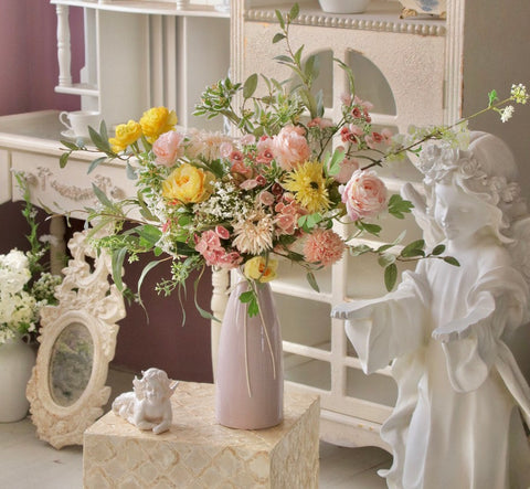 Table Centerpiece, Large Bunch of Romantic Flowers for Bedroom, Artificial Floral for Living Room, Beautiful Flower Arrangement Ideas for Interior Design-Grace Painting Crafts