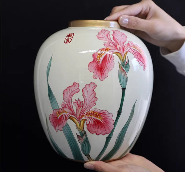 Centerpiece Ceramic Bouquet Vases, Handmade Modern Flower Vase, Large Flower Vases on Dining Table, Porcelain Flower Vases-Grace Painting Crafts